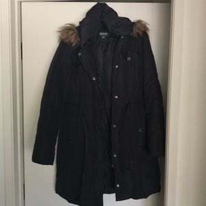 Kenneth Cole Puffer Down Coat Faux Fur Hood